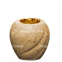 Base pour lampe funéraire Soave 10cm En marbre Calizia, avec griffe doré à encastré