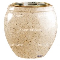 Flowers pot Amphòra 19cm - 7,5in In Calizia marble, golden steel inner