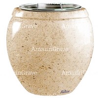 Vasca portafiori Amphòra 19cm In marmo Calizia, interno in acciaio