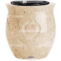 Flowers pot Cuore 19cm - 7,5in In Calizia marble, plastic inner