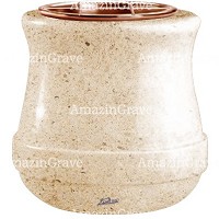 Macetero para flores Calyx 19cm En marmol Calizia, interior en cobre