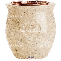 Vasca portafiori Cuore 19cm In marmo Calizia, interno in rame