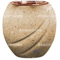 Vasca portafiori Soave 19cm In marmo Calizia, interno in rame