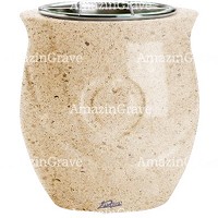 Vasca portafiori Cuore 19cm In marmo Calizia, interno in acciaio