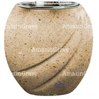 Flowers pot Soave 19cm - 7,5in In Calizia marble, steel inner