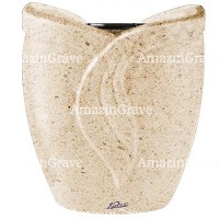 Flowers pot Gres 19cm - 7,5in In Calizia marble, plastic inner