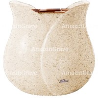 Macetero para flores Tulipano 19cm En marmol Calizia, interior en cobre