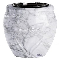 Flowers pot Calla 19cm - 7,5in In Carrara marble, plastic inner