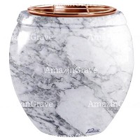 Jardinière Amphòra 19cm En marbre Carrara, intérieur cuivre