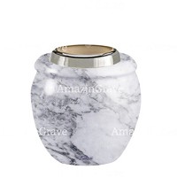 Base pour lampe funéraire Amphòra 10cm En marbre Carrara, avec griffe acier