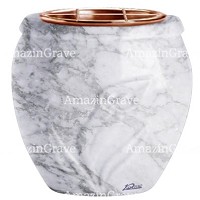 Vasca portafiori Calla 19cm In marmo di Carrara, interno in rame