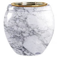 Flowers pot Amphòra 19cm - 7,5in In Carrara marble, golden steel inner