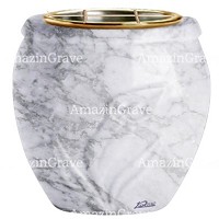 Flowers pot Calla 19cm - 7,5in In Carrara marble, golden steel inner
