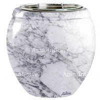 Jardinière Amphòra 19cm En marbre Carrara, intérieur acier