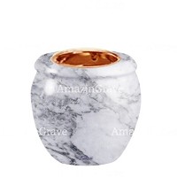 Base pour lampe funéraire Amphòra 10cm En marbre Carrara, avec griffe cuivre à encastré