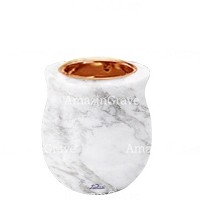 Base pour lampe funéraire Gondola 10cm En marbre Carrara, avec griffe cuivre à encastré