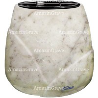 Flowers pot Liberti 19cm - 7,5in In Carrara marble, plastic inner