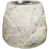 Flowers pot Liberti 19cm - 7,5in In Carrara marble, steel inner