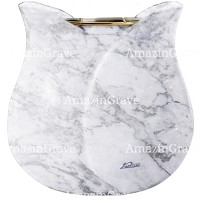 Flowers pot Tulipano 19cm - 7,5in In Carrara marble, golden steel inner