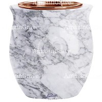 Vasca portafiori Cuore 19cm In marmo di Carrara, interno in rame