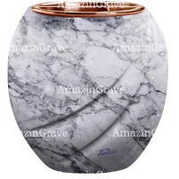 Jardinière Soave 19cm En marbre Carrara, intérieur cuivre