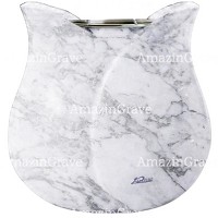 Vasca portafiori Tulipano 19cm In marmo di Carrara, interno in acciaio