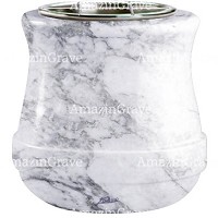 Flowers pot Calyx 19cm - 7,5in In Carrara marble, steel inner