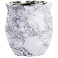 Flowers pot Cuore 19cm - 7,5in In Carrara marble, steel inner