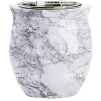 Jardinière Cuore 19cm En marbre Carrara, intérieur acier