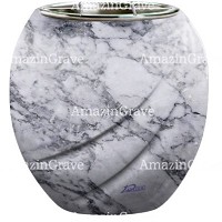 Flowers pot Soave 19cm - 7,5in In Carrara marble, steel inner