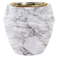 Flowers pot Chordè 19cm - 7,5in In Carrara marble, golden steel inner