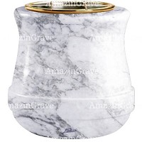Flowers pot Calyx 19cm - 7,5in In Carrara marble, golden steel inner