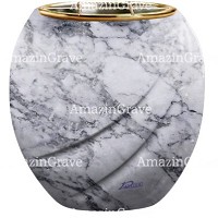 Flowers pot Soave 19cm - 7,5in In Carrara marble, golden steel inner
