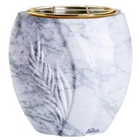 Flowers pot Spiga 19cm - 7,5in In Carrara marble, golden steel inner