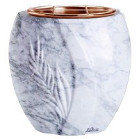 Flowers pot Spiga 19cm - 7,5in In Carrara marble, copper inner