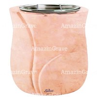 Flowers pot Charme 19cm - 7,5in In Rosa Bellissimo marble, steel inner