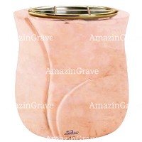 Flowers pot Charme 19cm - 7,5in In Rosa Bellissimo marble, golden steel inner
