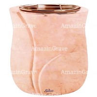 Jardinière Leggiadra 19cm En marbre Rosa Bellissimo, intérieur cuivre