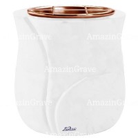 Flowers pot Leggiadra 19cm - 7,5in In Pure white marble, copper inner