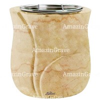 Flowers pot Charme 19cm - 7,5in In Botticino marble, steel inner