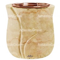 Macetero para flores Leggiadra 19cm En marmol de Botticino, interior en cobre