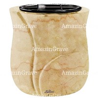 Flowers pot Charme 19cm - 7,5in In Botticino marble, plastic inner