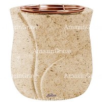 Macetero para flores Leggiadra 19cm En marmol Calizia, interior en cobre