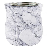 Jardinière Charme 19cm En marbre Carrara, intérieur acier