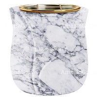 Flowers pot Charme 19cm - 7,5in In Carrara marble, golden steel inner