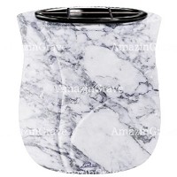 Macetero para flores Charme 19cm En marmol de Carrara, interior en plástico