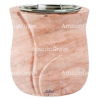 Vasca portafiori Charme 19cm In marmo Rosa Portogallo, interno in acciaio