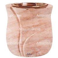 Jardinière Leggiadra 19cm En marbre Rose Portugal, intérieur cuivre