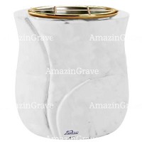 Flowers pot Charme 19cm - 7,5in In Sivec marble, golden steel inner