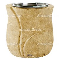 Macetero para flores Charme 19cm En marmol de Trani, interior acero